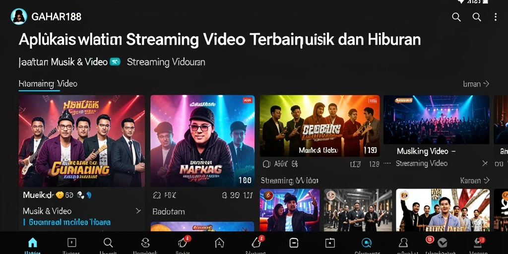 Antarmuka utama GAHAR188 menampilkan berbagai pilihan Streaming Video berkualitas.