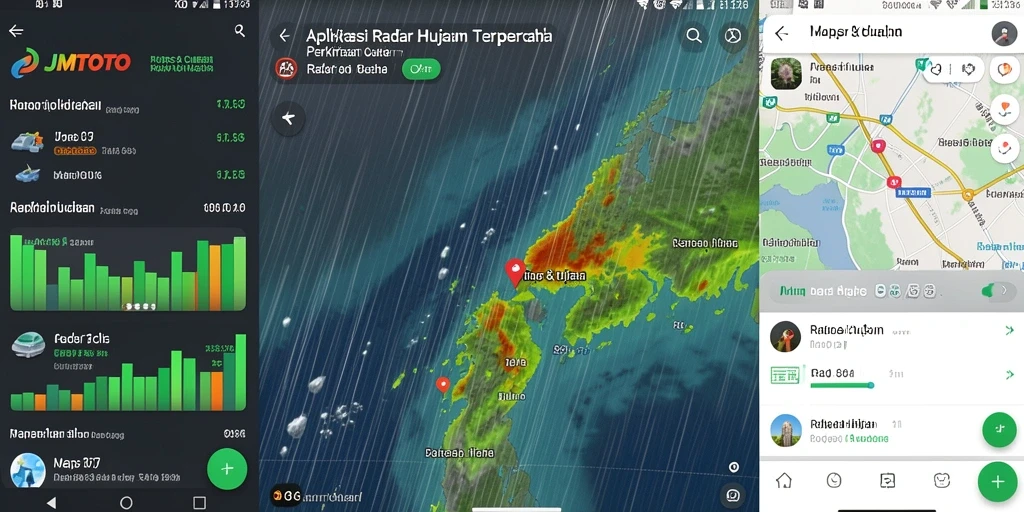 Tampilan antarmuka aplikasi JMTOTO dengan fitur Radar Hujan yang informatif.