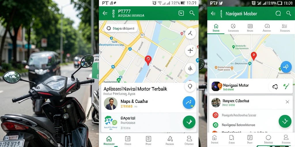 Tampilan antarmuka aplikasi PT777 untuk navigasi motor.