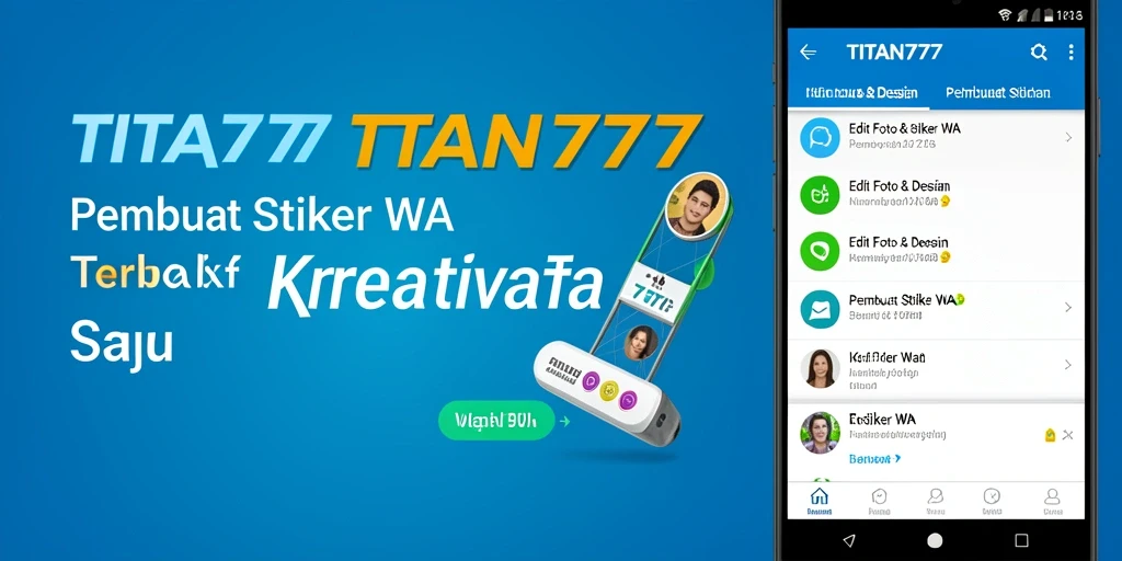 Antarmuka aplikasi TITAN777 untuk membuat stiker WA yang menarik.