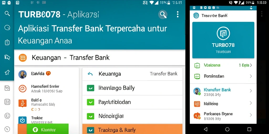 Tampilan antarmuka utama aplikasi TURBO78 untuk transfer bank.